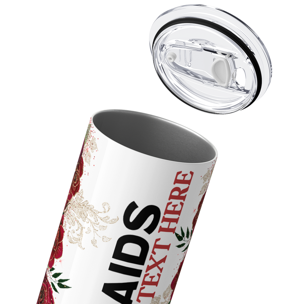 Personalized Real Bridesmaids Red Floral 20oz Skinny Tumbler