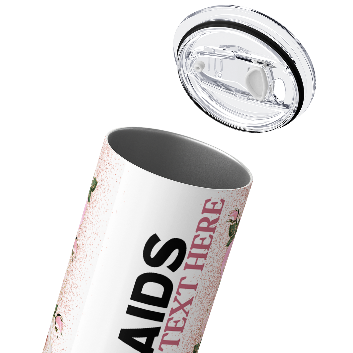 Personalized Real Bridesmaids Soft Pink Floral 20oz Skinny Tumbler