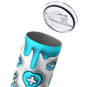 Blue Dripping  Nurse Inflated 20oz Skinny Tumbler