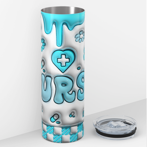 Blue Dripping  Nurse Inflated 20oz Skinny Tumbler
