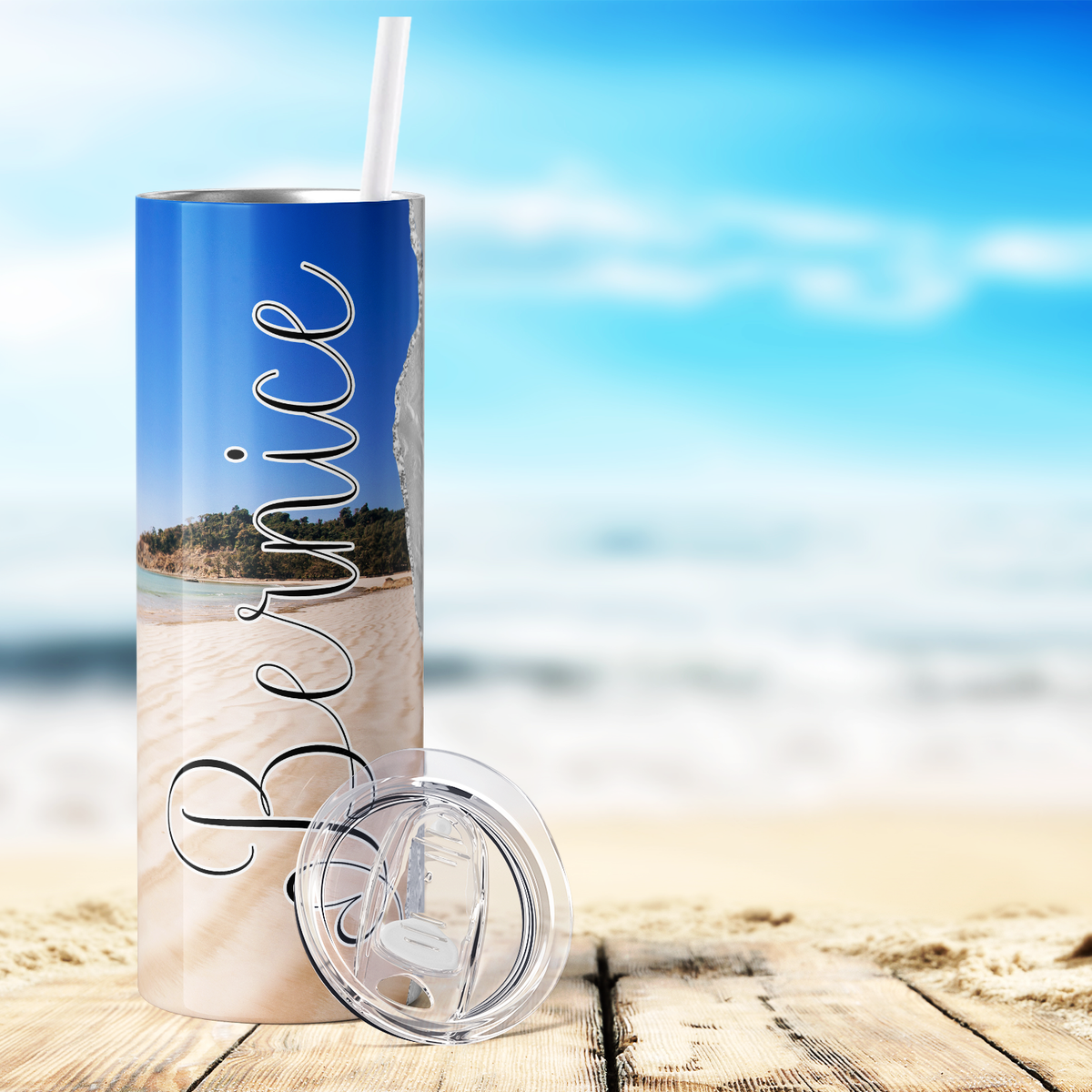 Personalized Pearly Beach 20oz Skinny Tumbler