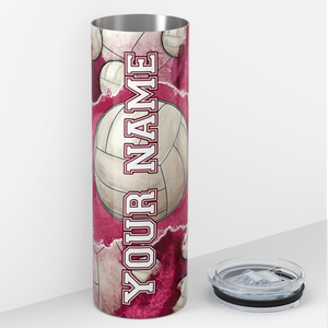 Personalized Pink Volleyball 20oz Skinny Tumbler