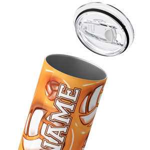 Personalized Volleyball Orange Inflated 20oz Skinny Tumbler