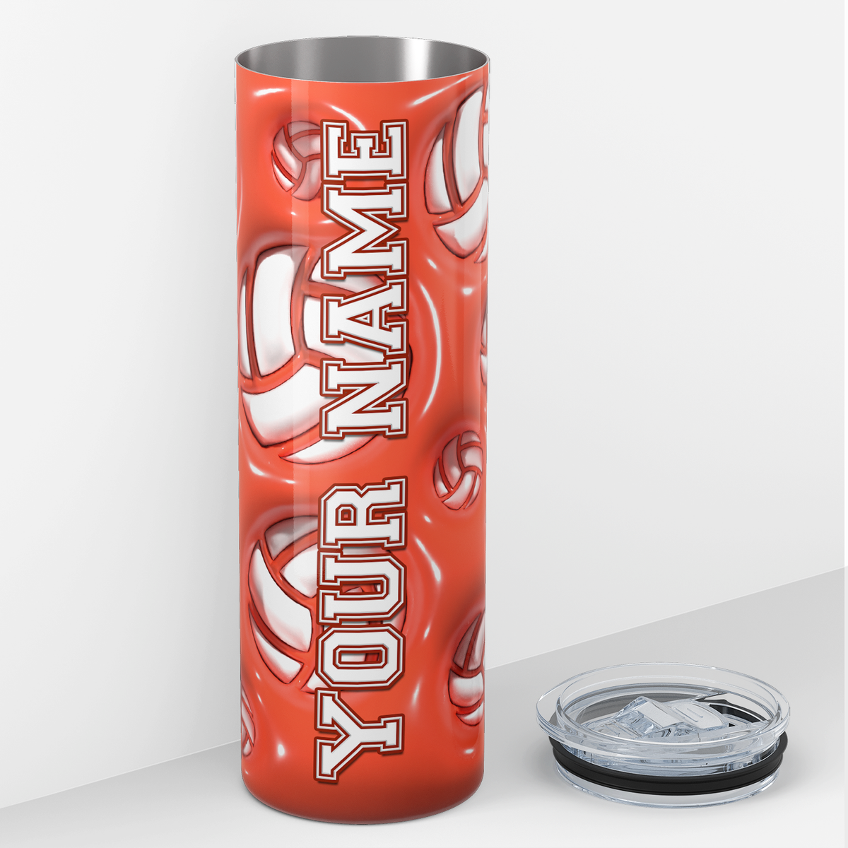 Personalized Volleyball Red Inflated 20oz Skinny Tumbler
