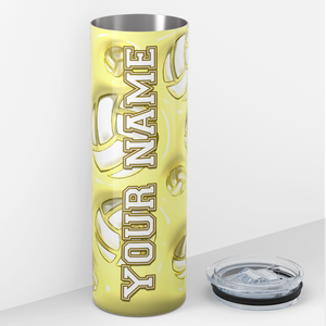Personalized Volleyball Yellow Inflated 20oz Skinny Tumbler