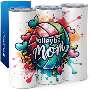 Volleyball Mom Colorful Hearts 20oz Skinny Tumbler