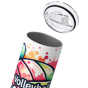 Volleyball Mom Colorful Hearts 20oz Skinny Tumbler