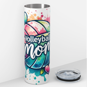 Volleyball Mom Colorful Hearts 20oz Skinny Tumbler