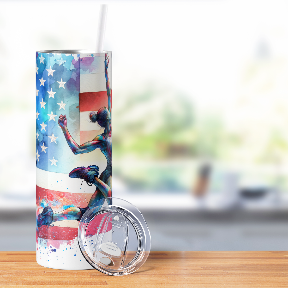 Volleyball Player American Flag 20oz Skinny Tumbler