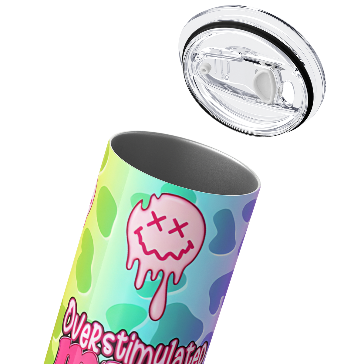 Overstimulated Moms Club Smiley 20oz Skinny Tumbler