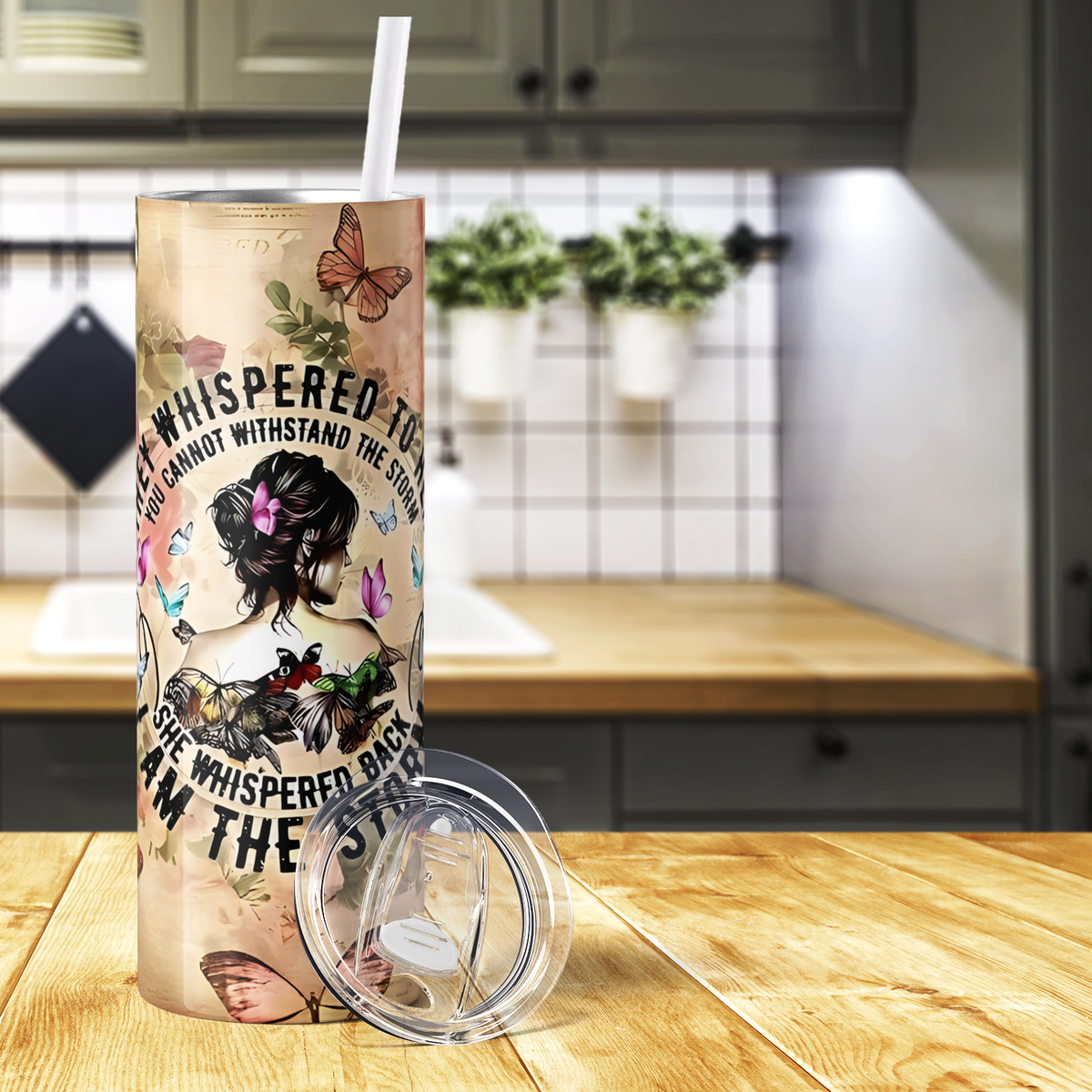 She Whispered Back I Am the Storm 20oz Skinny Tumbler