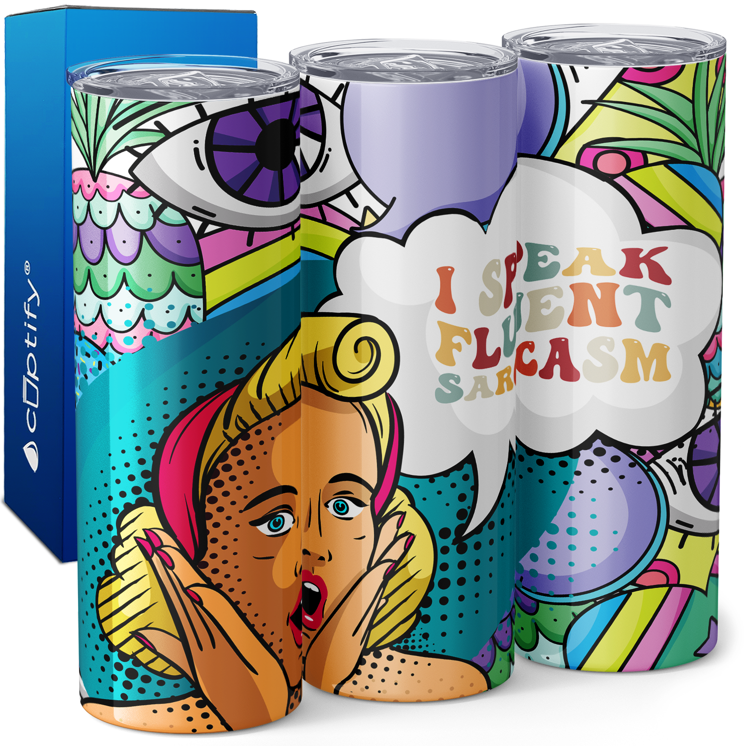 I Speak Fluent Sarcasm Comics 20oz Skinny Tumbler