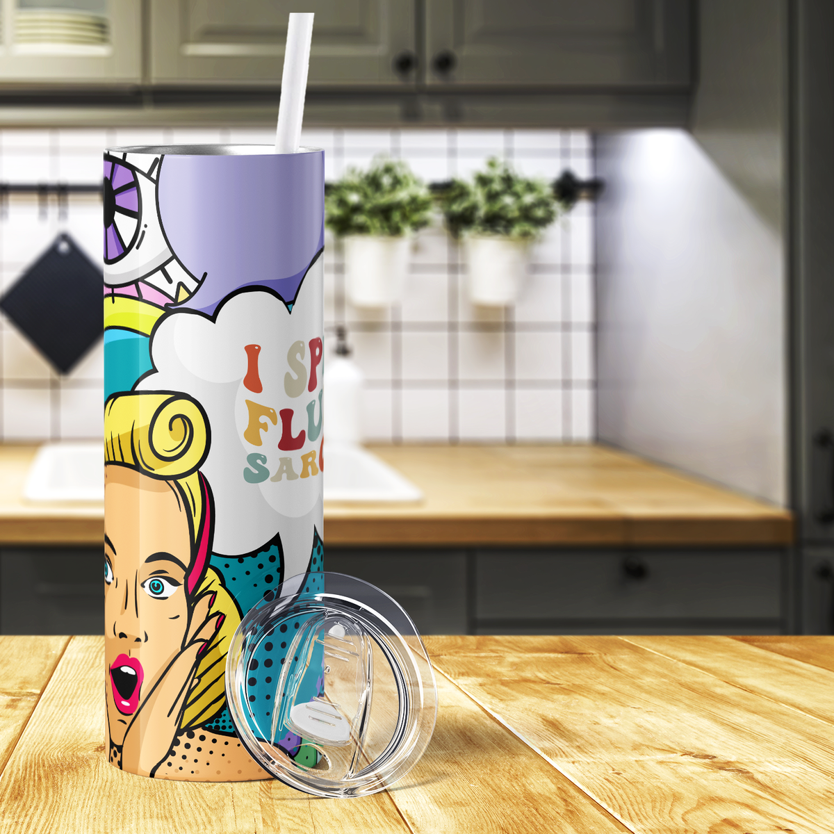 I Speak Fluent Sarcasm Comics 20oz Skinny Tumbler