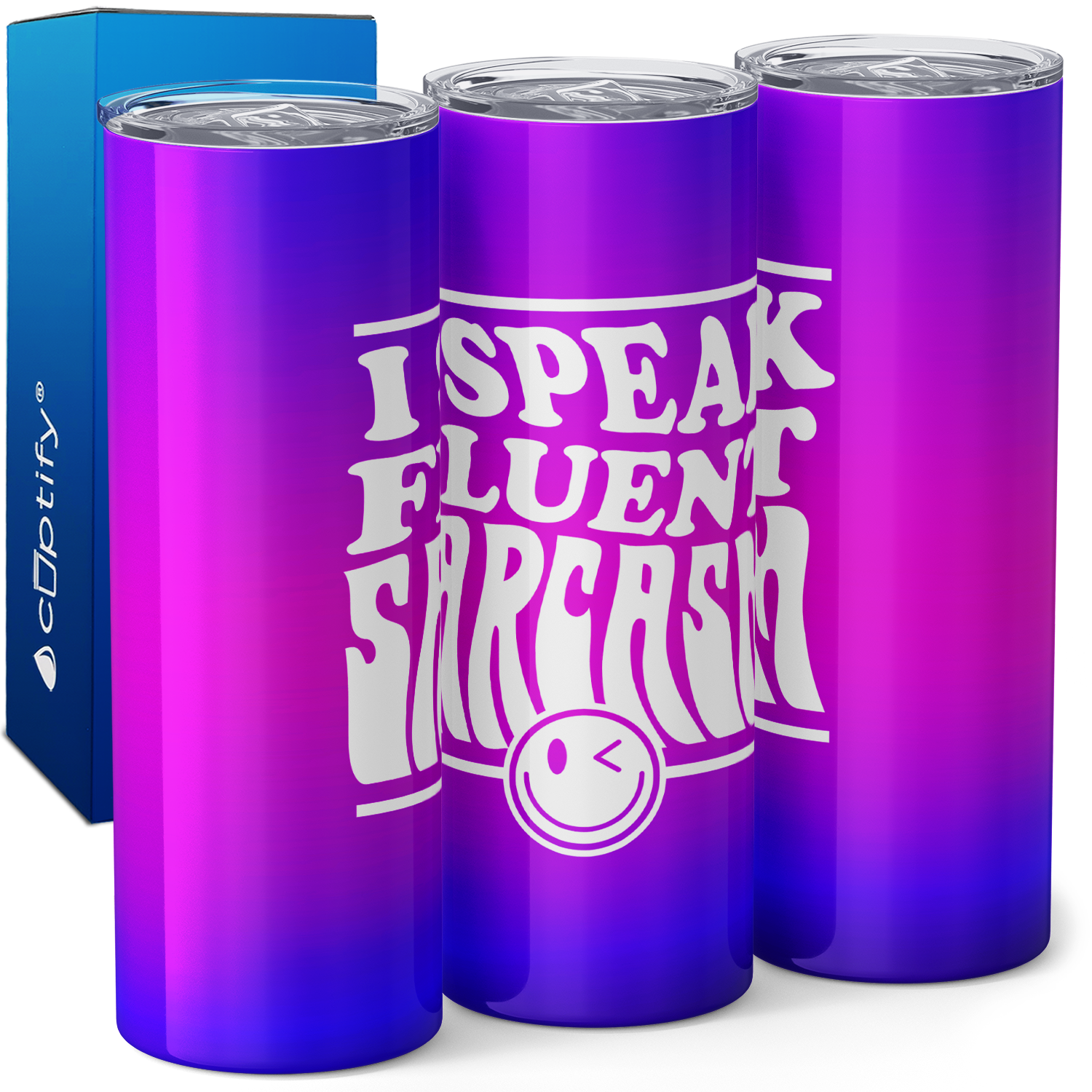 I Speak Fluent Sarcasm Smiley 20oz Skinny Tumbler