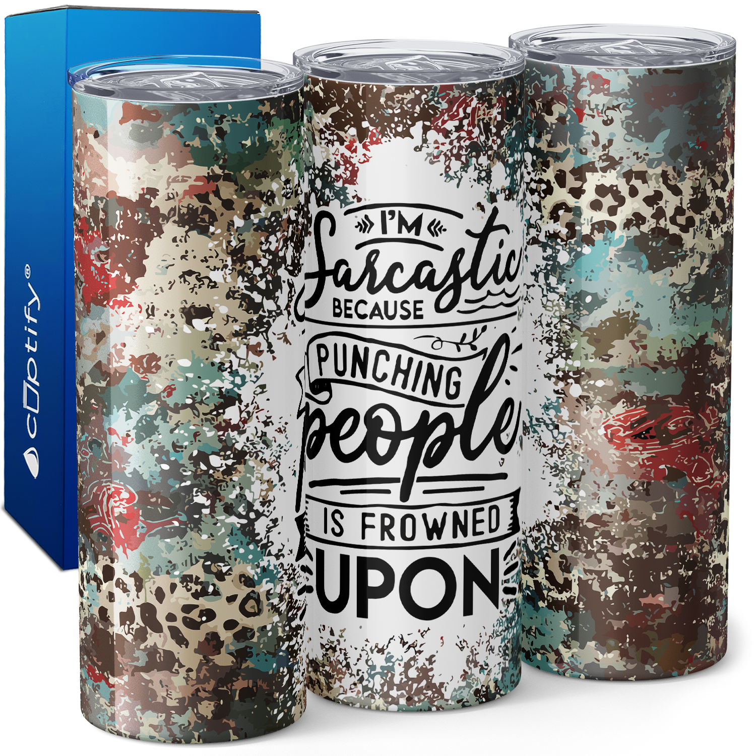 I'm Sarcastic Because Punching People is Frowned Upon 20oz Skinny Tumbler