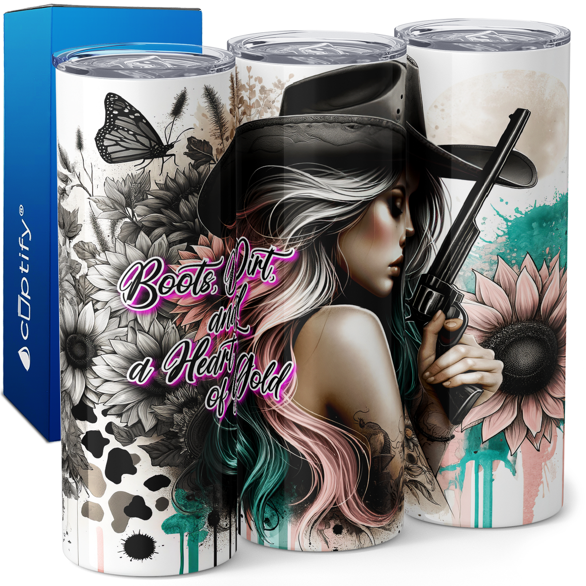 Cowgirl Boots, Dirt, and a Heart of Gold 20oz Skinny Tumbler