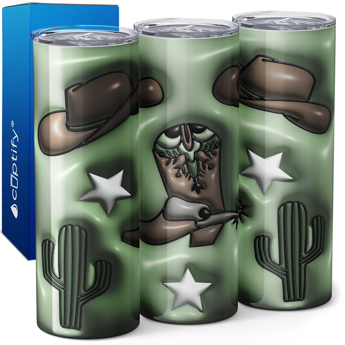 Cowgirl Green Inflated Balloon 20oz Skinny Tumbler