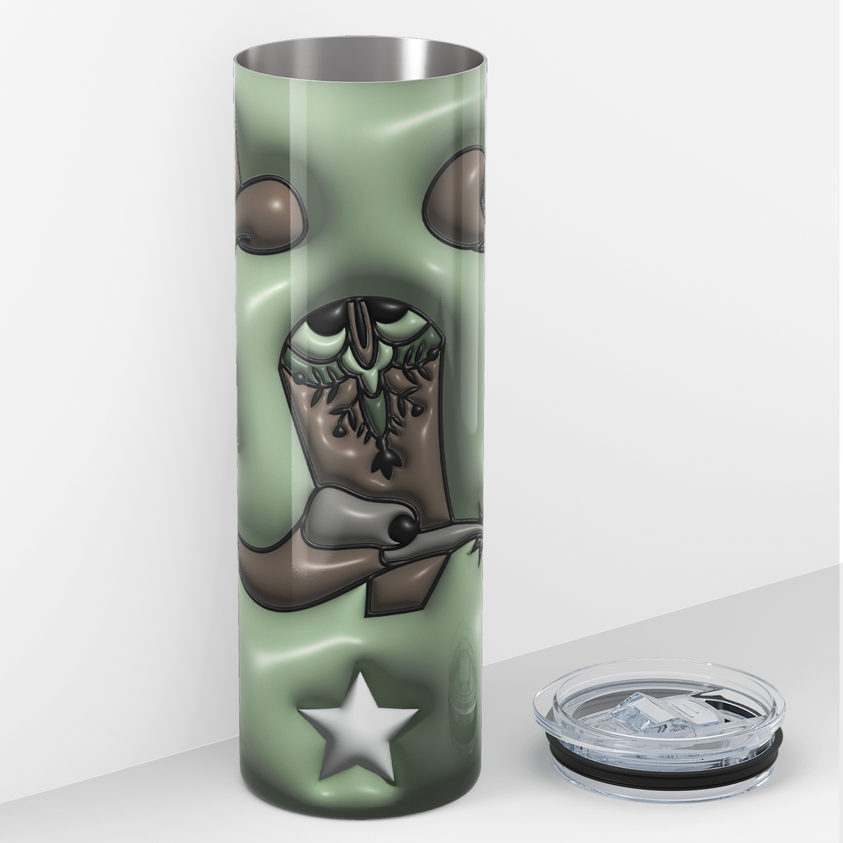 Cowgirl Green Inflated Balloon 20oz Skinny Tumbler