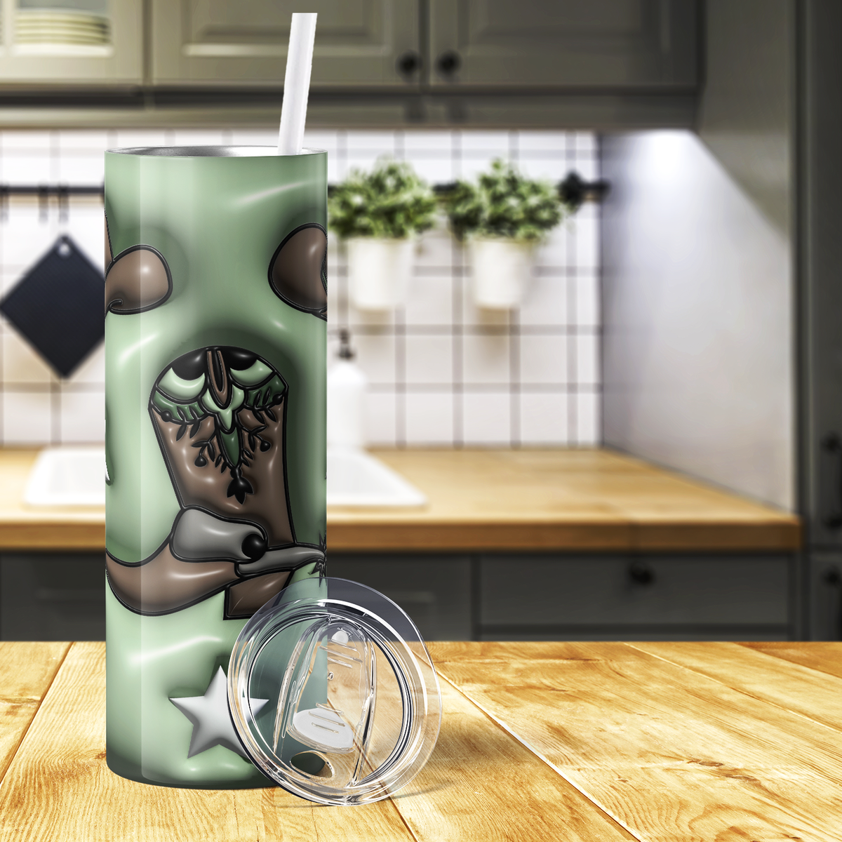 Cowgirl Green Inflated Balloon 20oz Skinny Tumbler