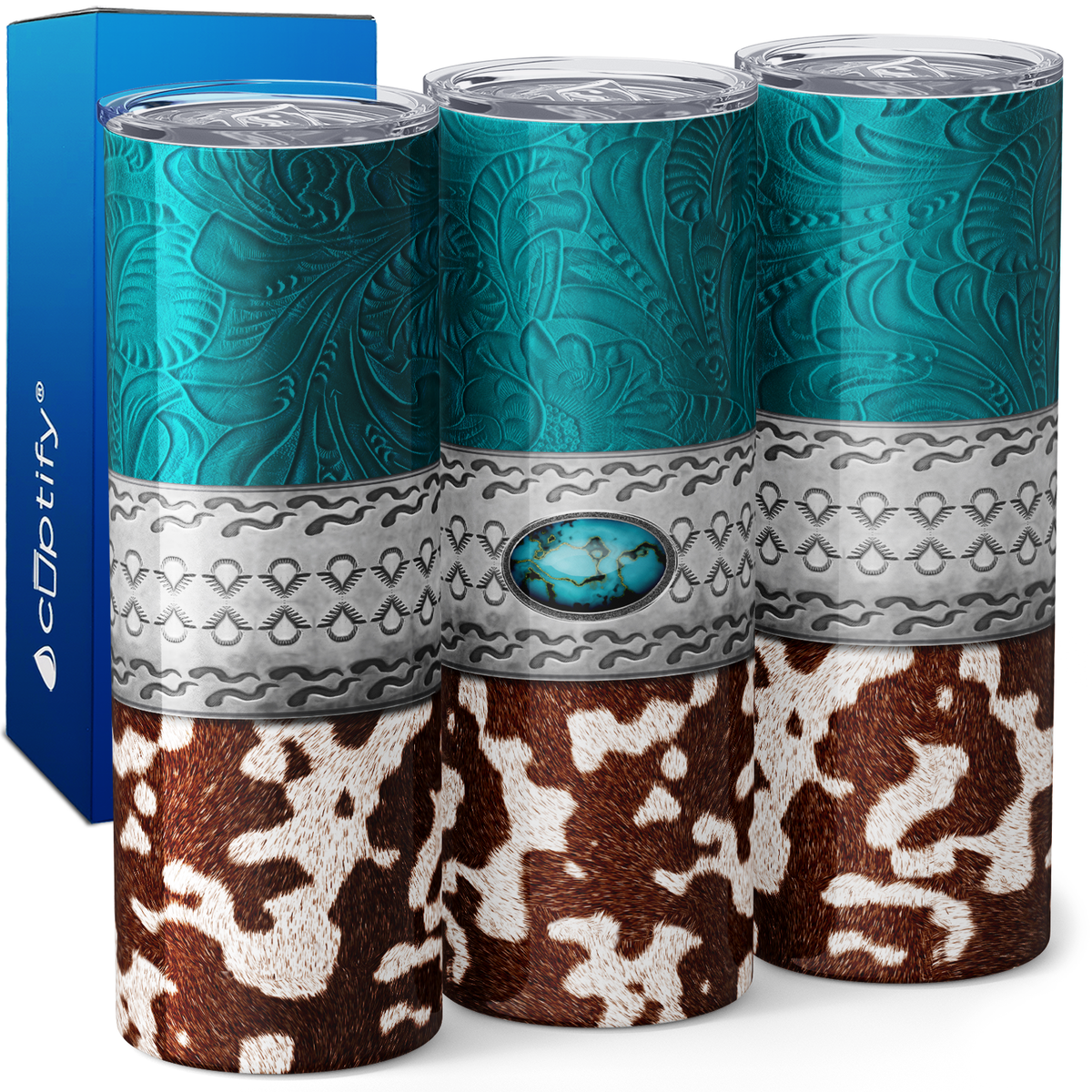 Half Cowhide Pattern 20oz Skinny Tumbler