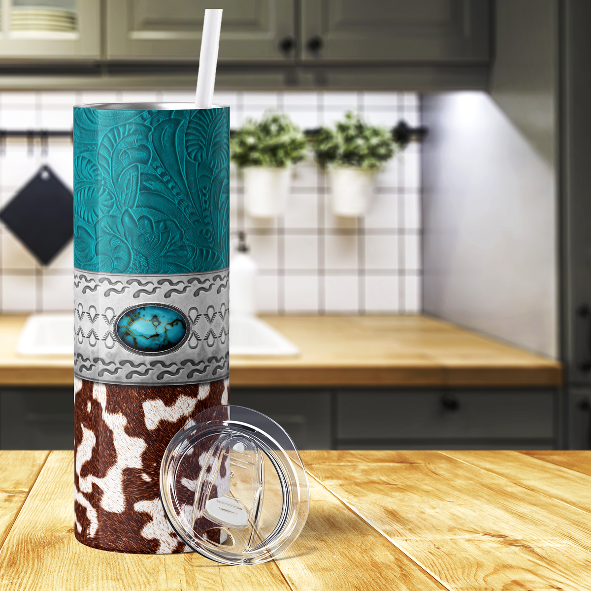 Half Cowhide Pattern 20oz Skinny Tumbler