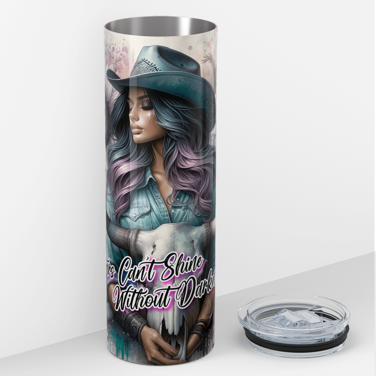 Cowgirl Stars Can't Shine Without Darkness 20oz Skinny Tumbler