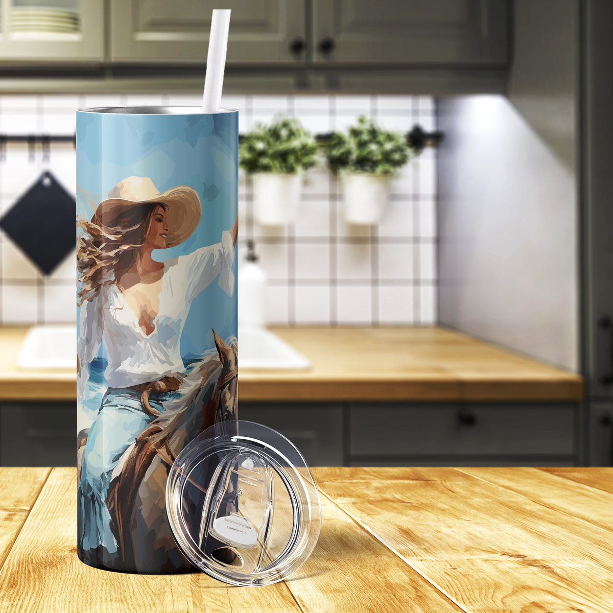 Just a Cowgirl Keeping it Coastal 20oz Skinny Tumbler