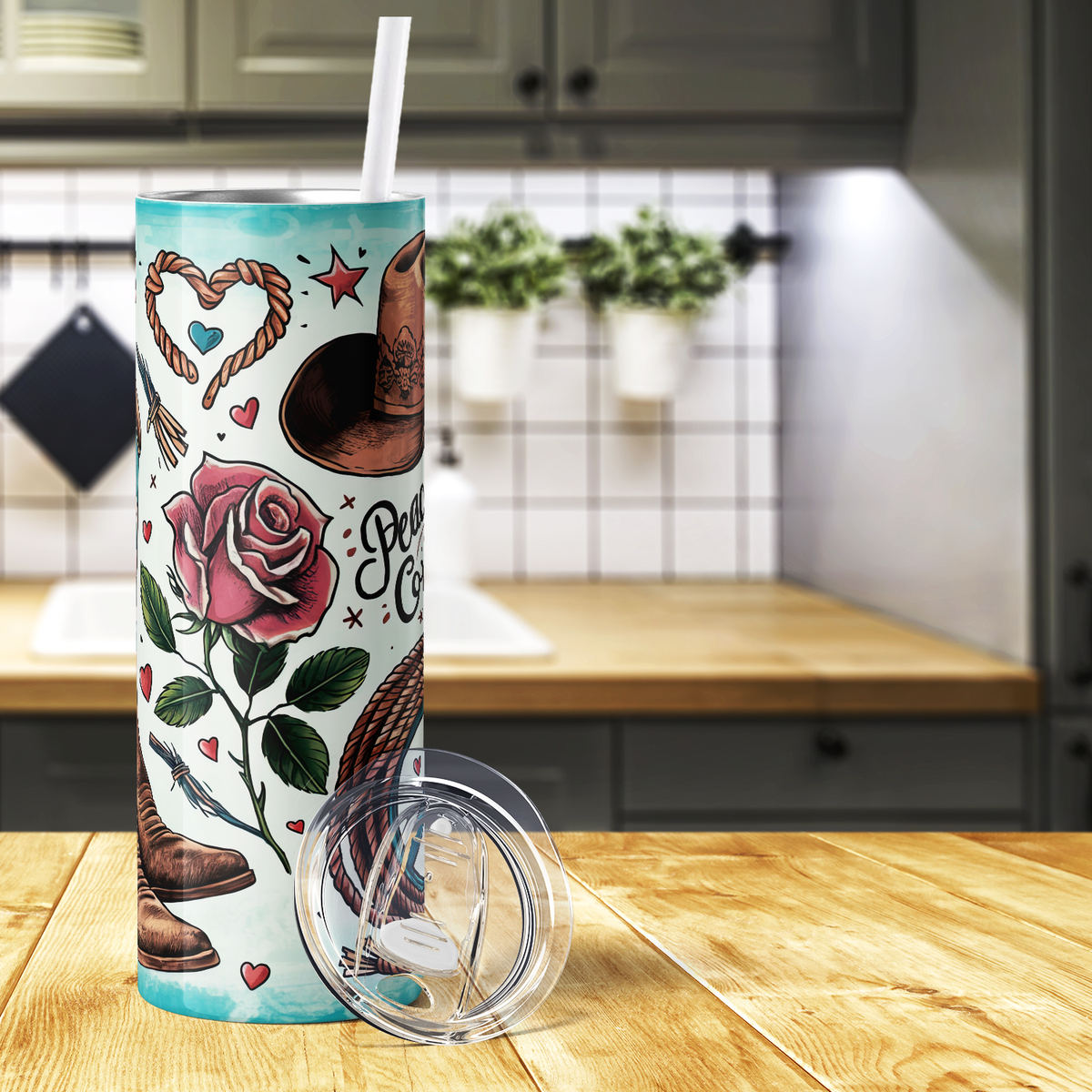 Peace Love Cowgirls 20oz Skinny Tumbler