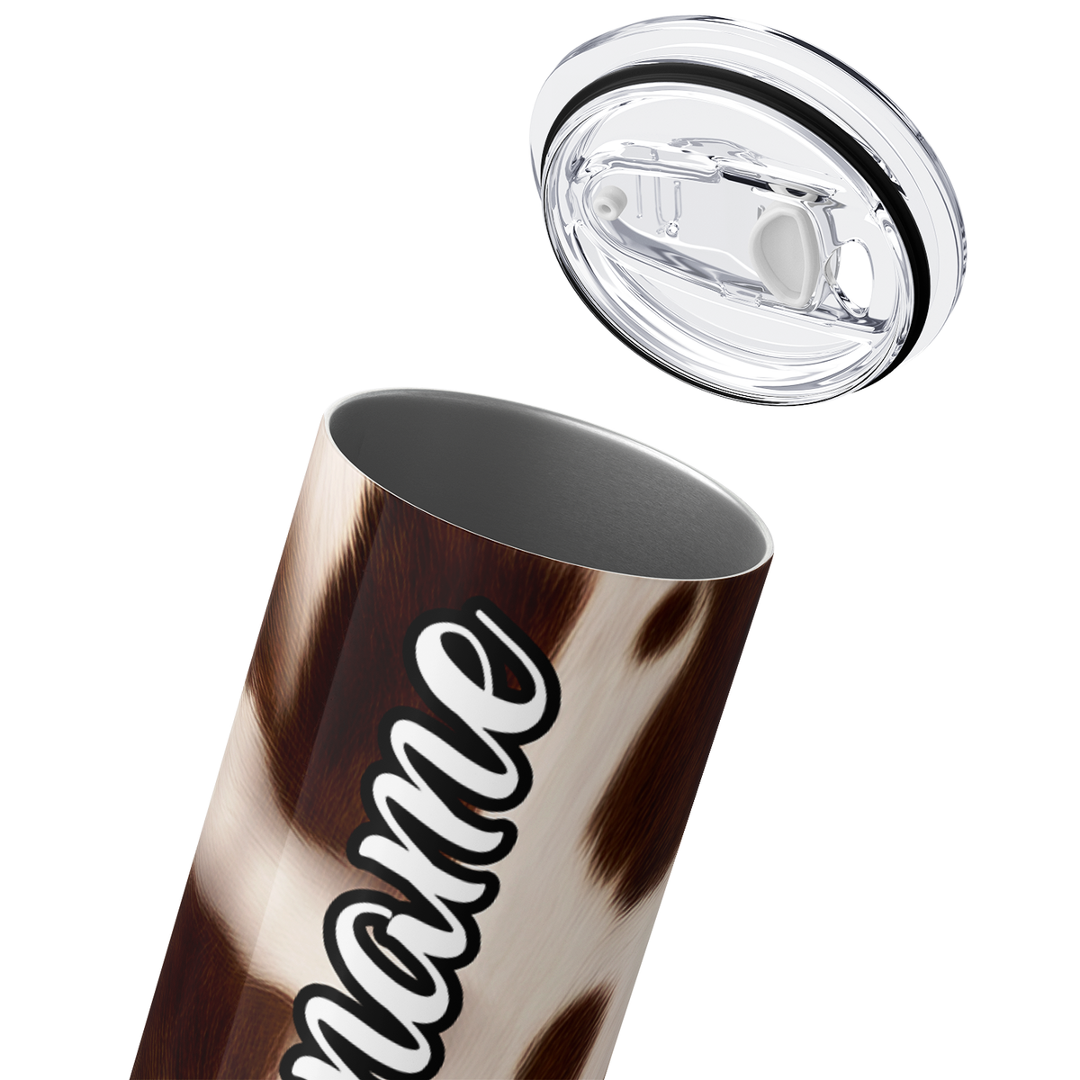 Personalized Cowgirl on Cowhide Print 20oz Skinny Tumbler