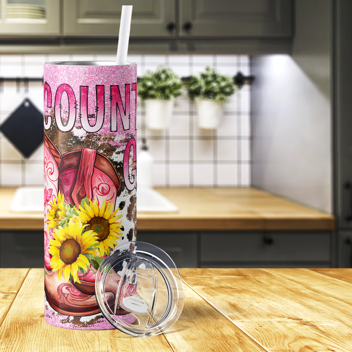 Pink Country Girl 20oz Skinny Tumbler