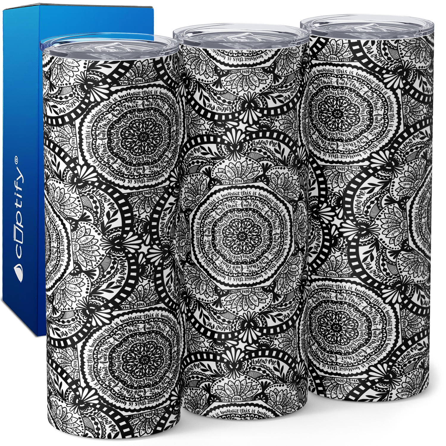 Cuss Words Mandala 20oz Skinny Tumbler