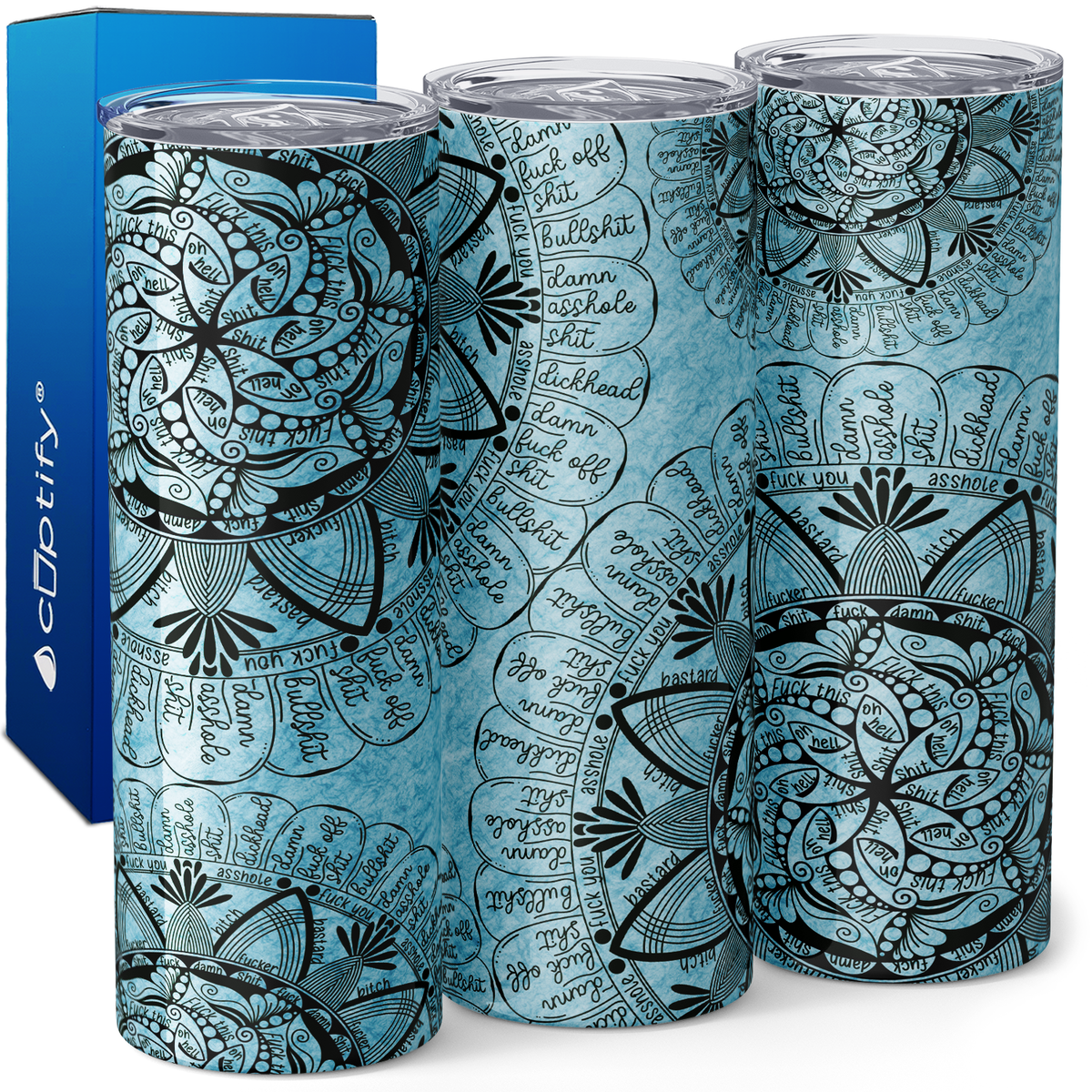 Mandala Cuss Words 20oz Skinny Tumbler