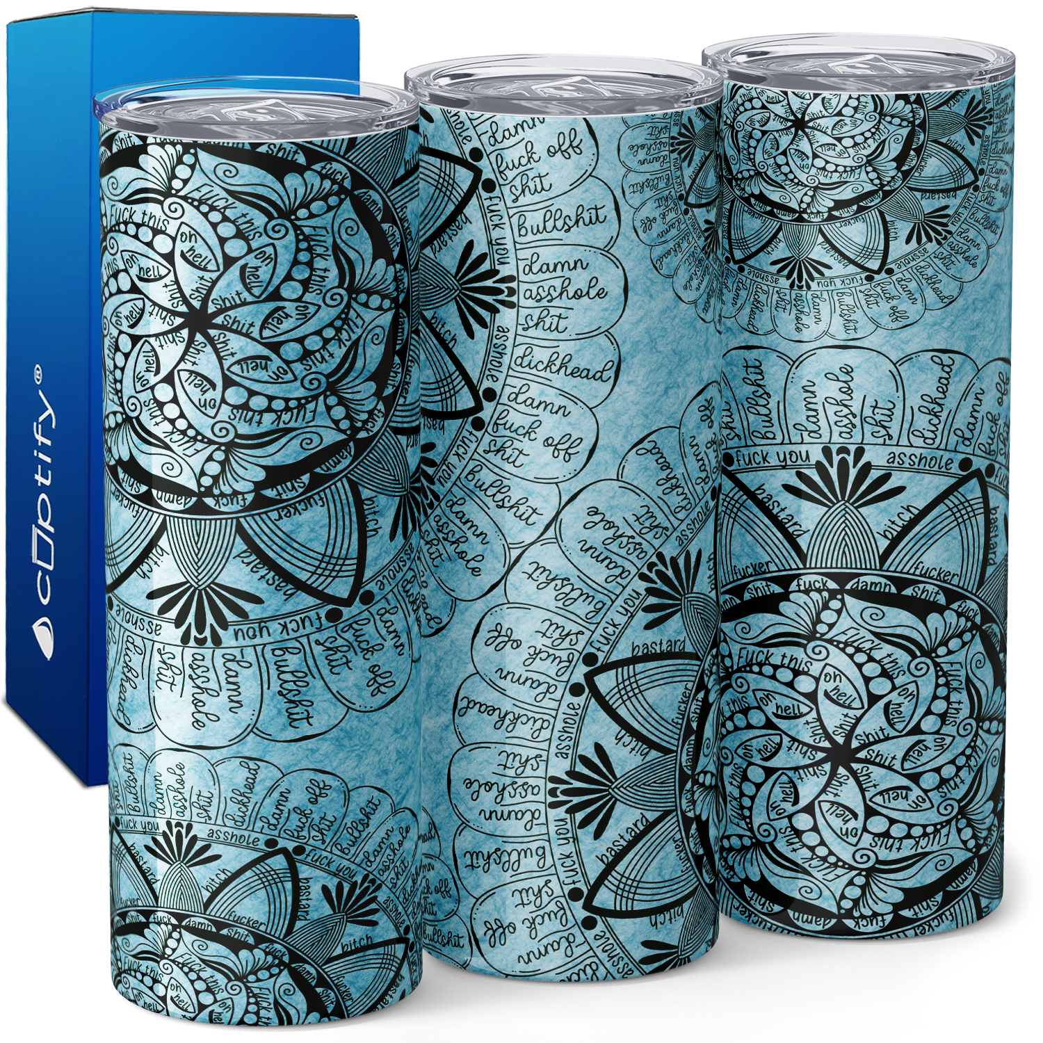 Mandala Cuss Words 20oz Skinny Tumbler