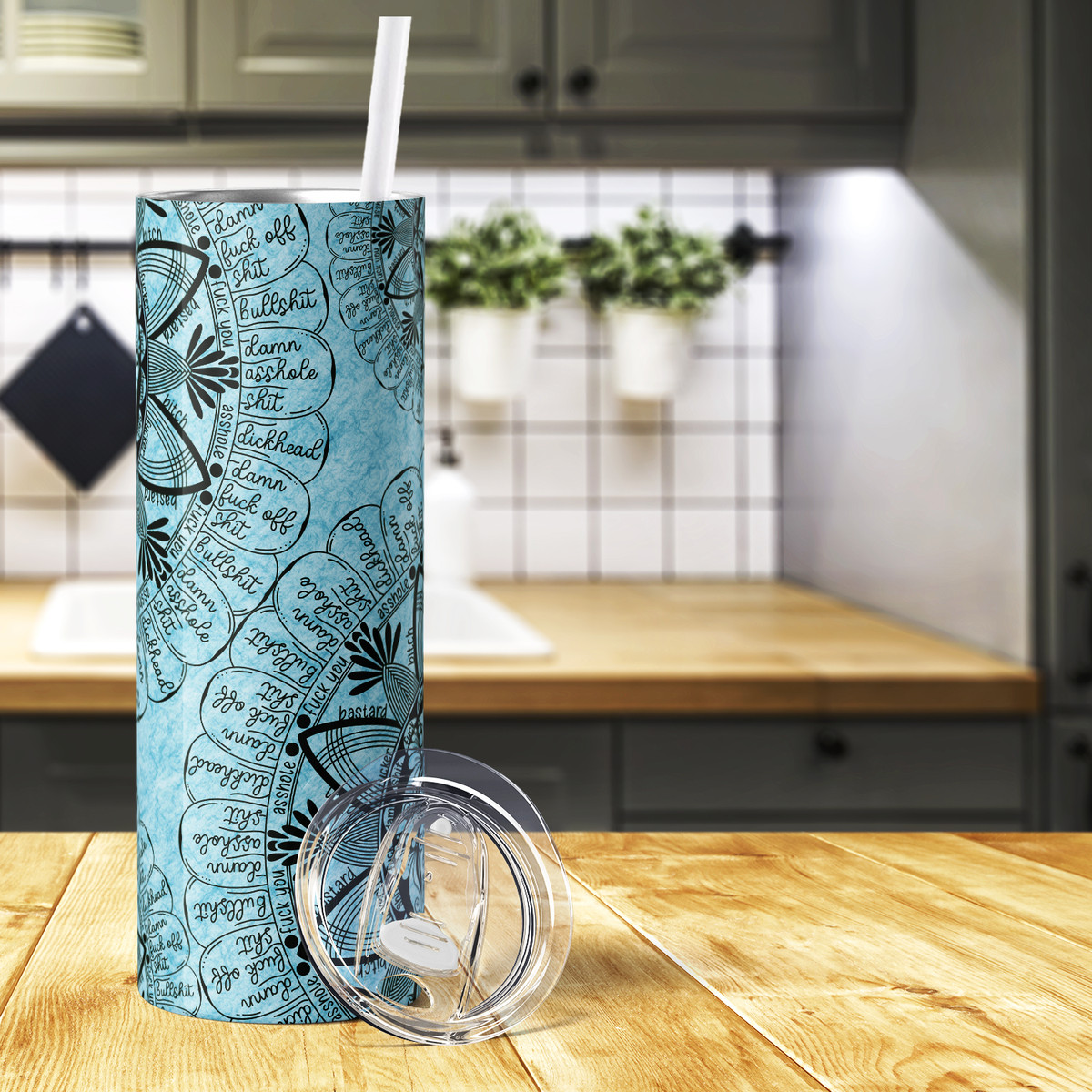 Mandala Cuss Words 20oz Skinny Tumbler