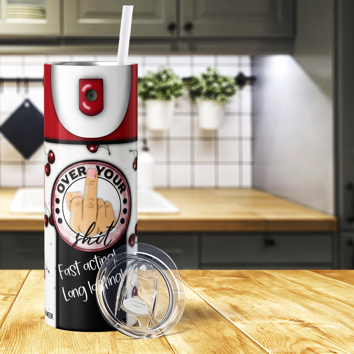 Over Your Shit Spray 20oz Skinny Tumbler