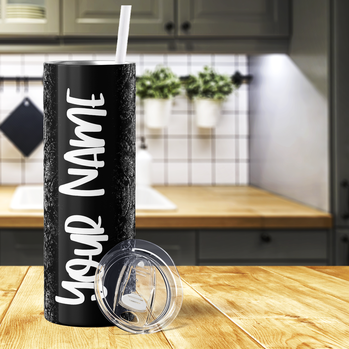 Personalized Cuss Words Mandala 20oz Skinny Tumbler