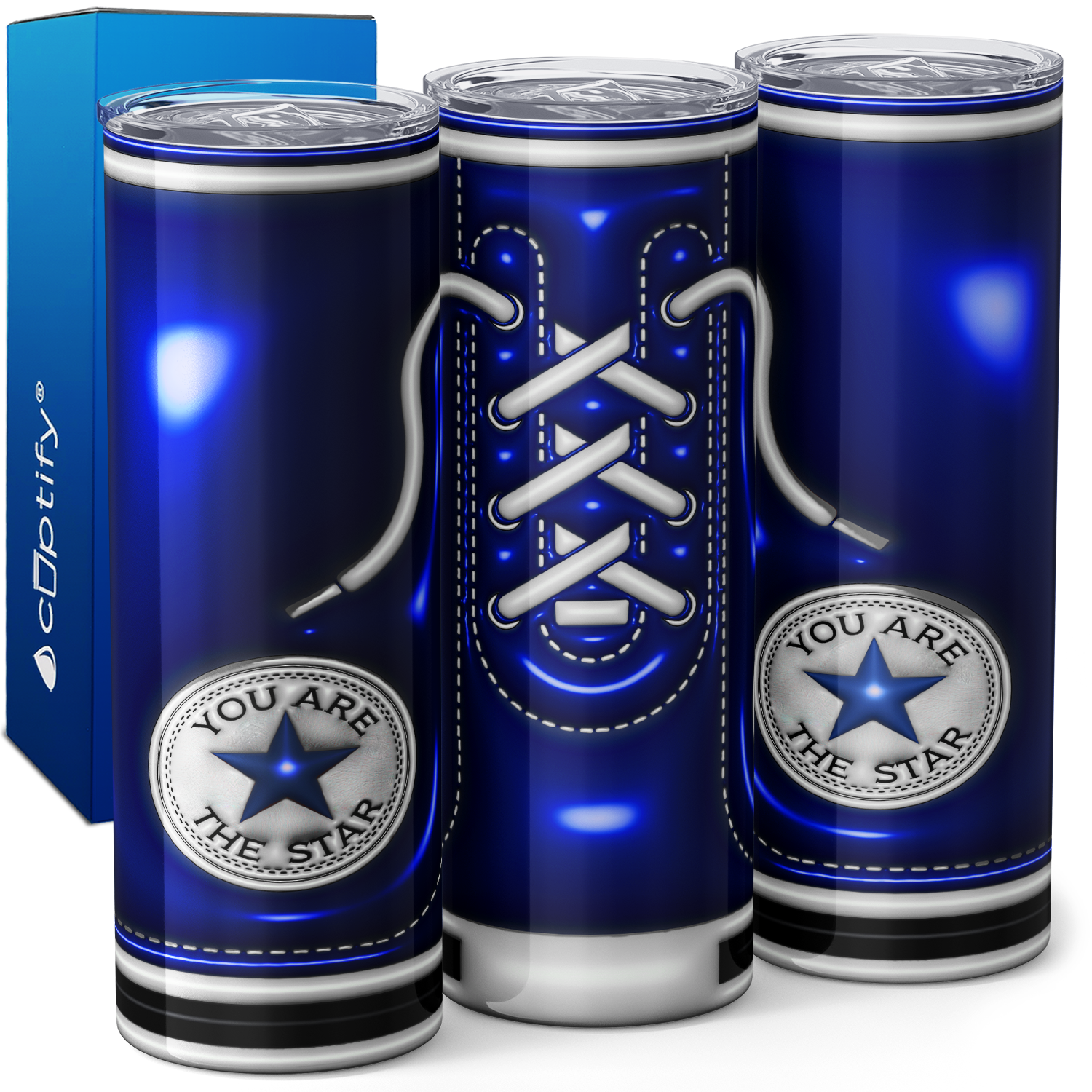 Blue Inflated Star Shoes 20oz Skinny Tumbler