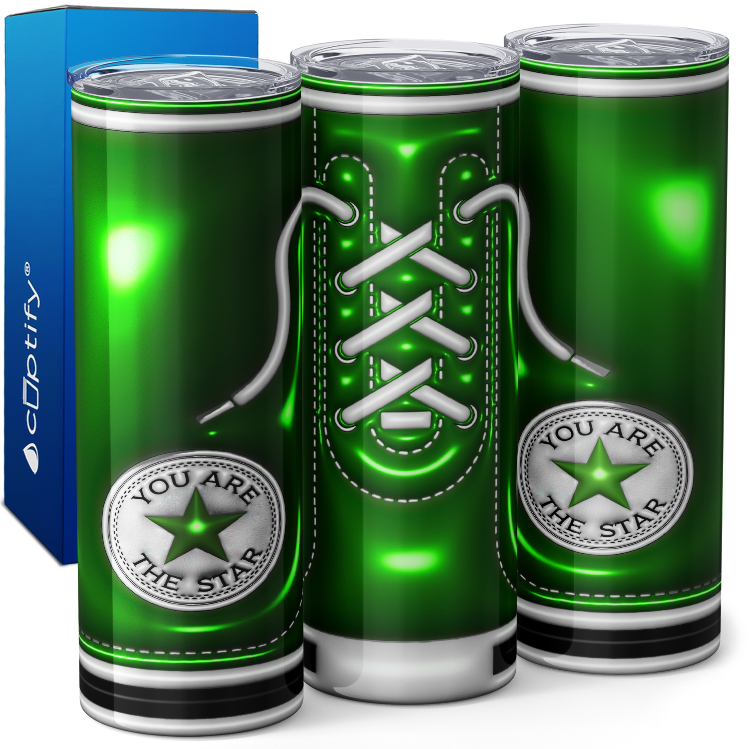 Green Inflated Star Shoes 20oz Skinny Tumbler