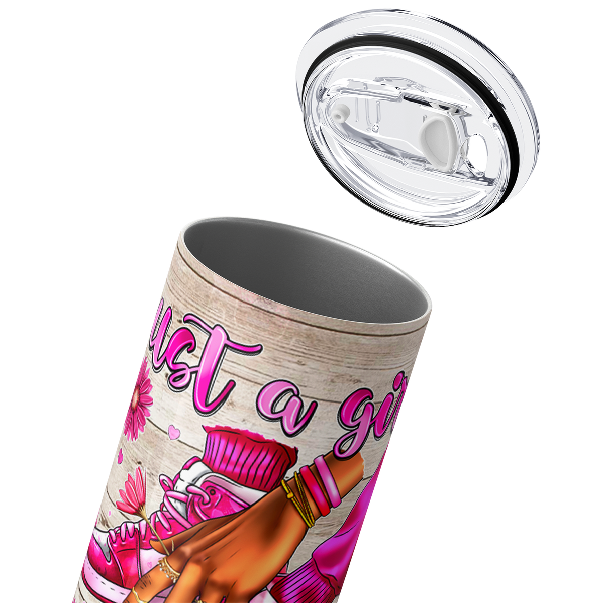 Just a Girl Obsessed with Sneakers on Pink Leopard Print 20oz Skinny Tumbler