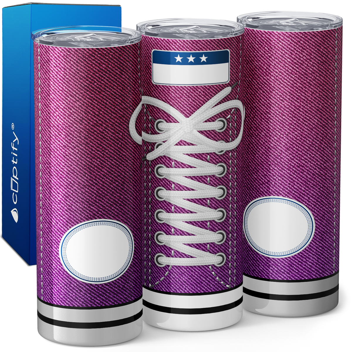 Pink Denim Shoes 20oz Skinny Tumbler