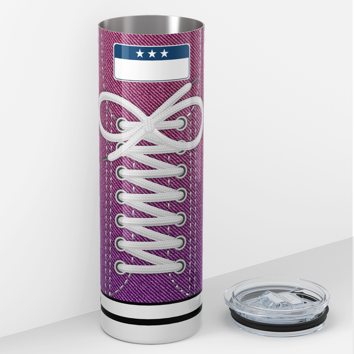 Pink Denim Shoes 20oz Skinny Tumbler