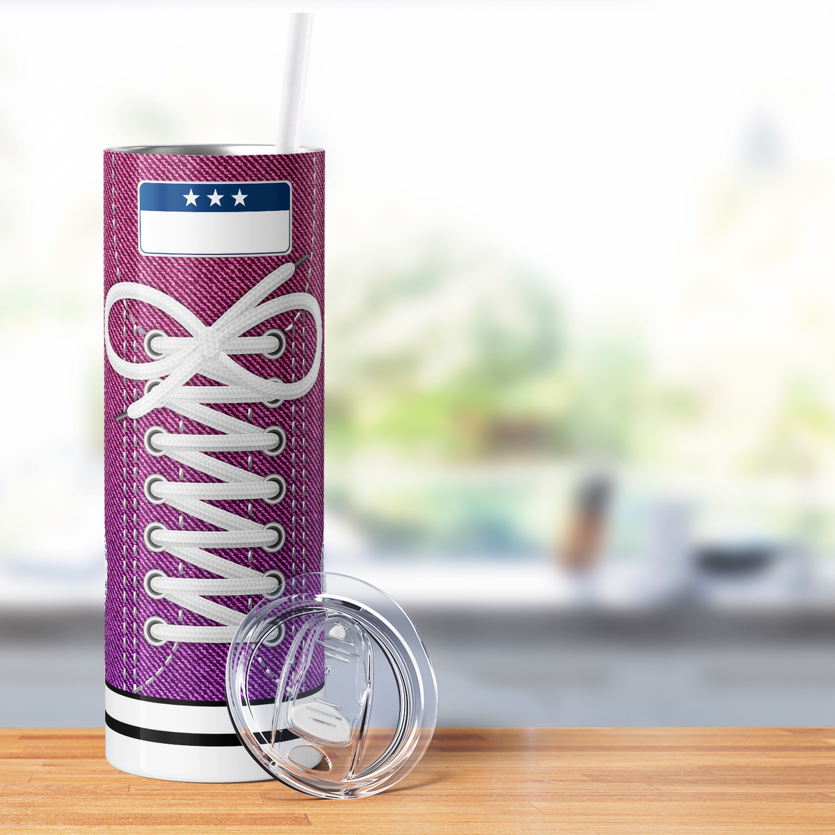 Pink Denim Shoes 20oz Skinny Tumbler