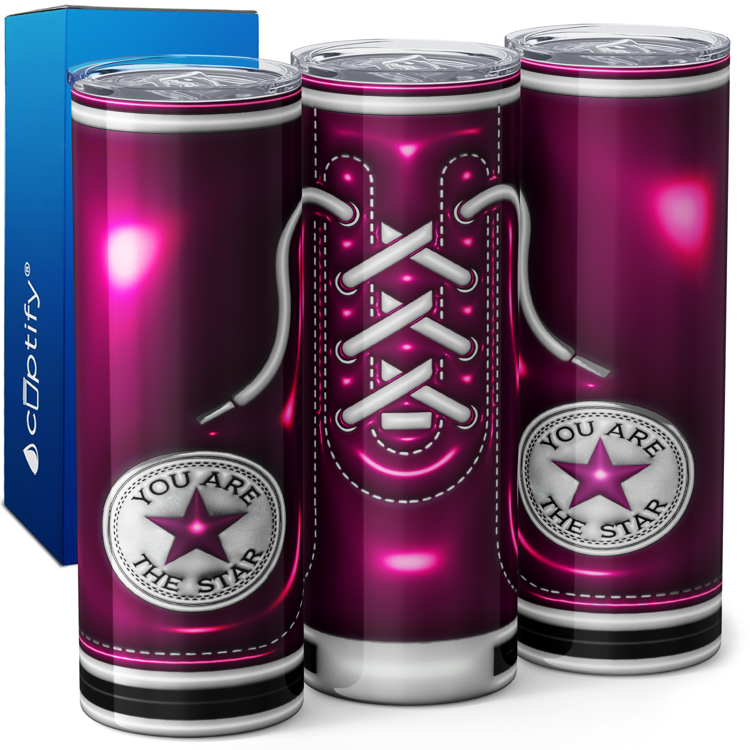 Pink Inflated Star Shoes 20oz Skinny Tumbler