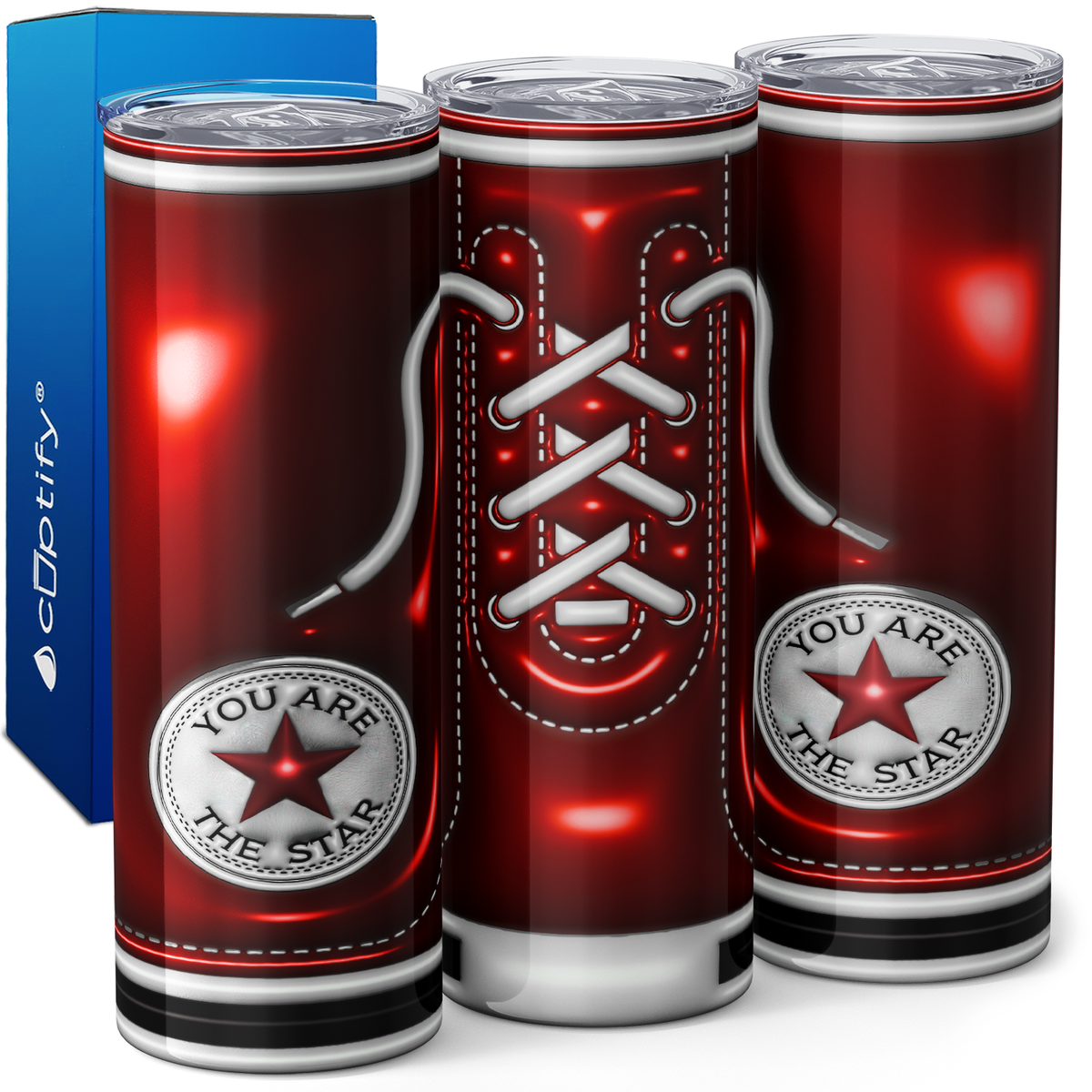 Red Inflated Star Shoes 20oz Skinny Tumbler
