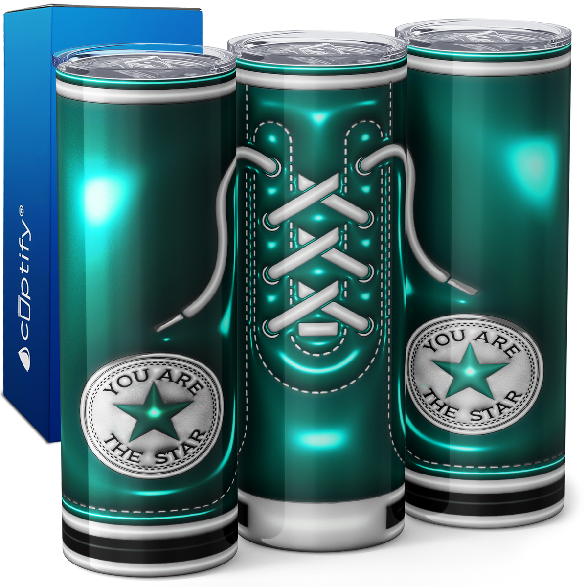 Seafoam Inflated Star Shoes 20oz Skinny Tumbler
