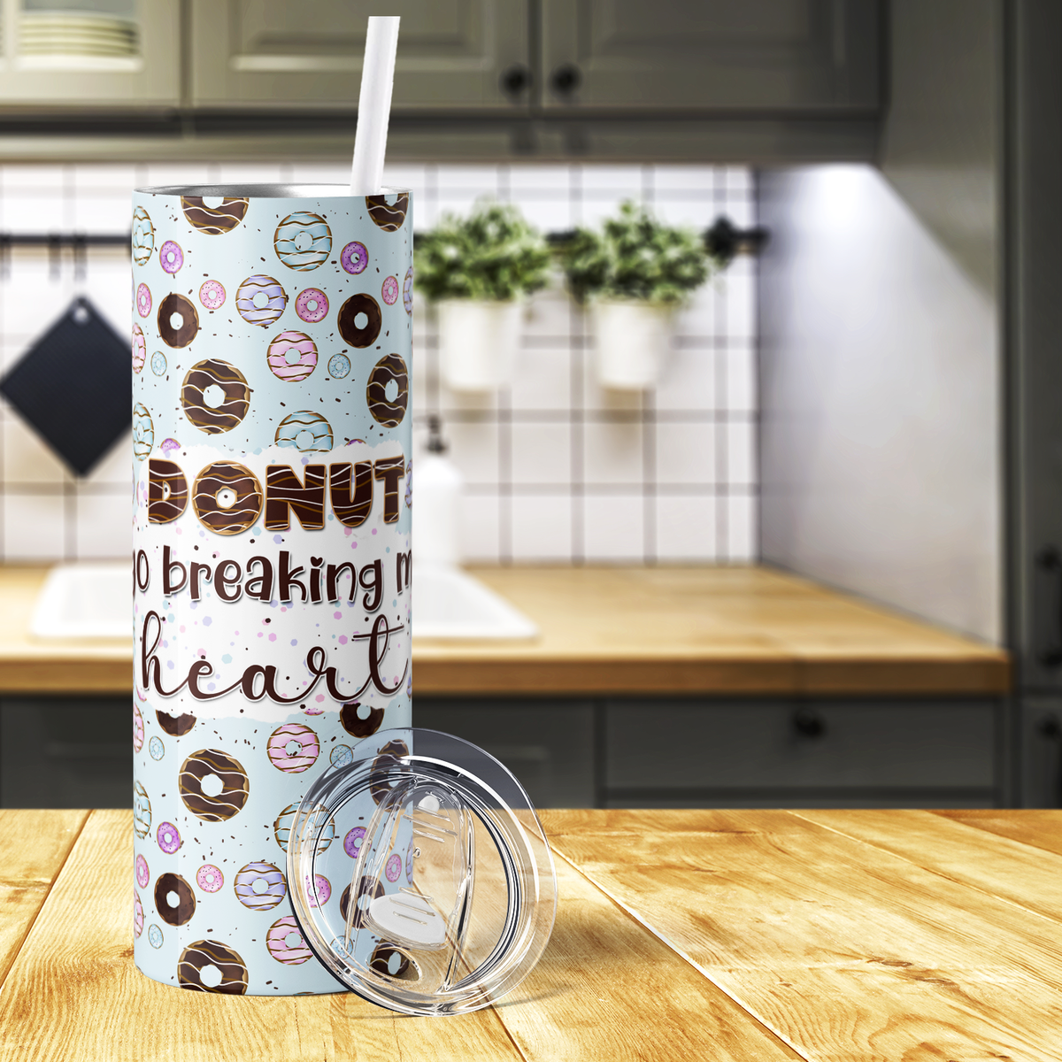 Donut Go Breaking My Heart Blue 20oz Skinny Tumbler
