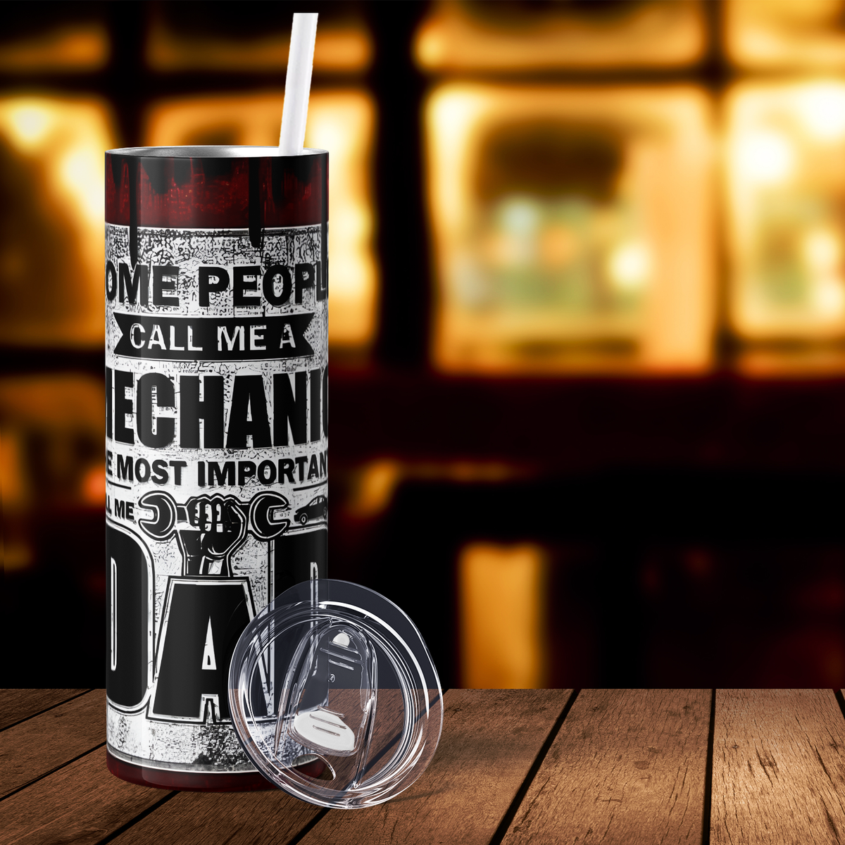 Dad Some People Call Me a Mechanic 20oz Skinny Tumbler