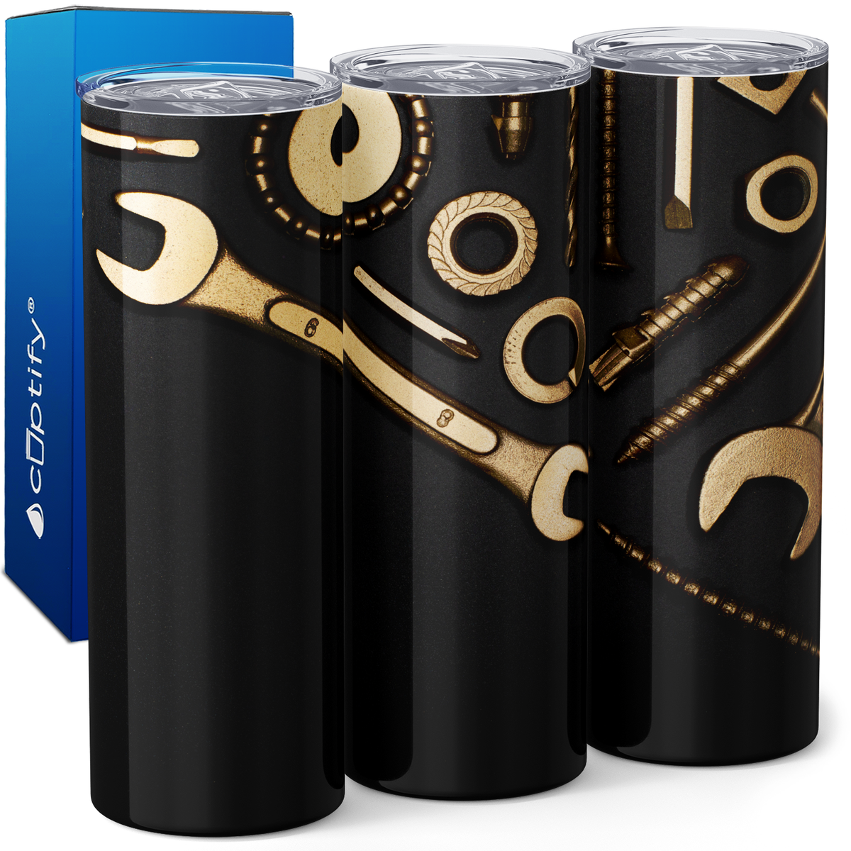 Gold Mechanic Tools 20oz Skinny Tumbler