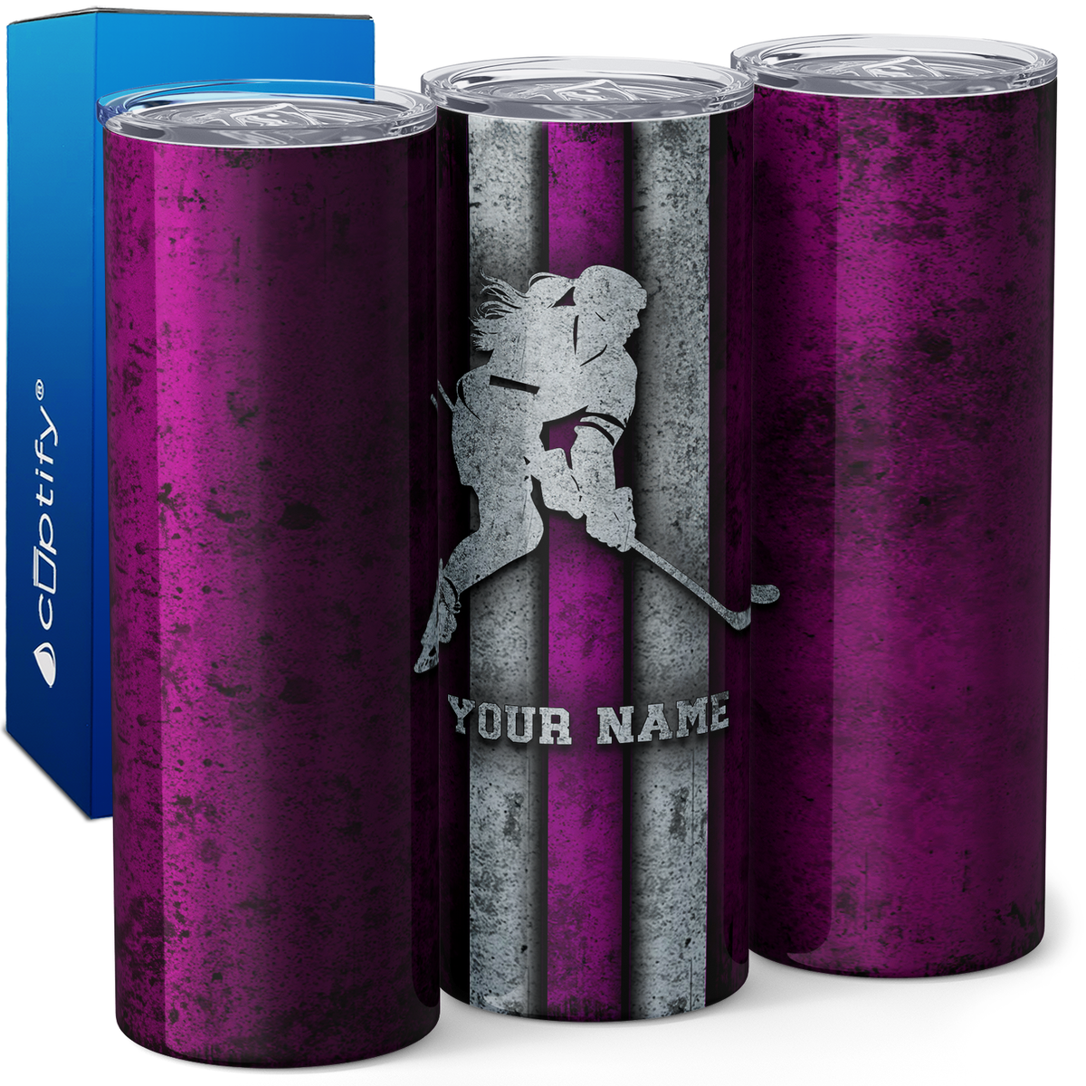 Personalized Distressed Hockey Girl 20oz Skinny Tumbler