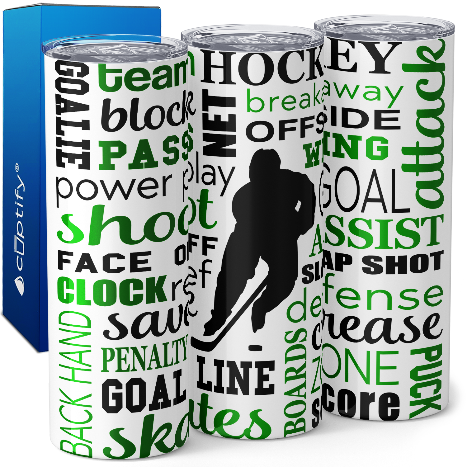 Hockey Word Art 20oz Skinny Tumbler